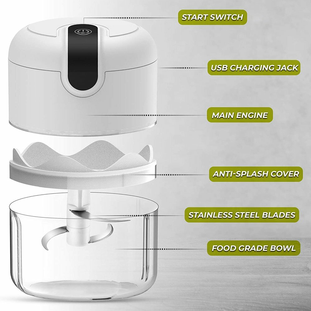 Electric Mini Garlic Spice Chopper Blender Mincer Food Processor USB Charging