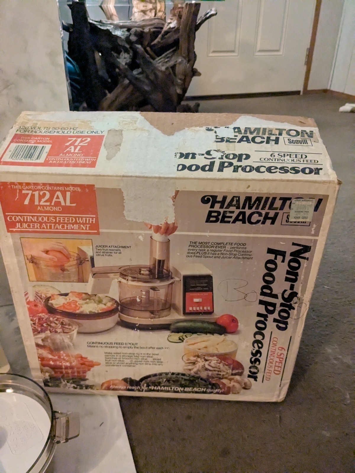 HAMILTON BEACH 712-AL 6-speed Non Stop FOOD PROCESSOR W/ JUICER ALMOND Vintage