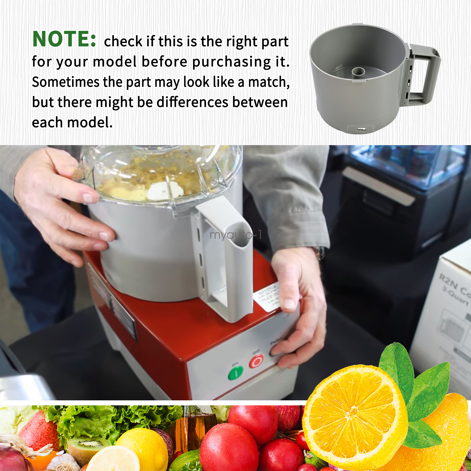 112204S Food Processor Gray Bowl 3 Quart compatible with Robot Coupe R2 3L Gb