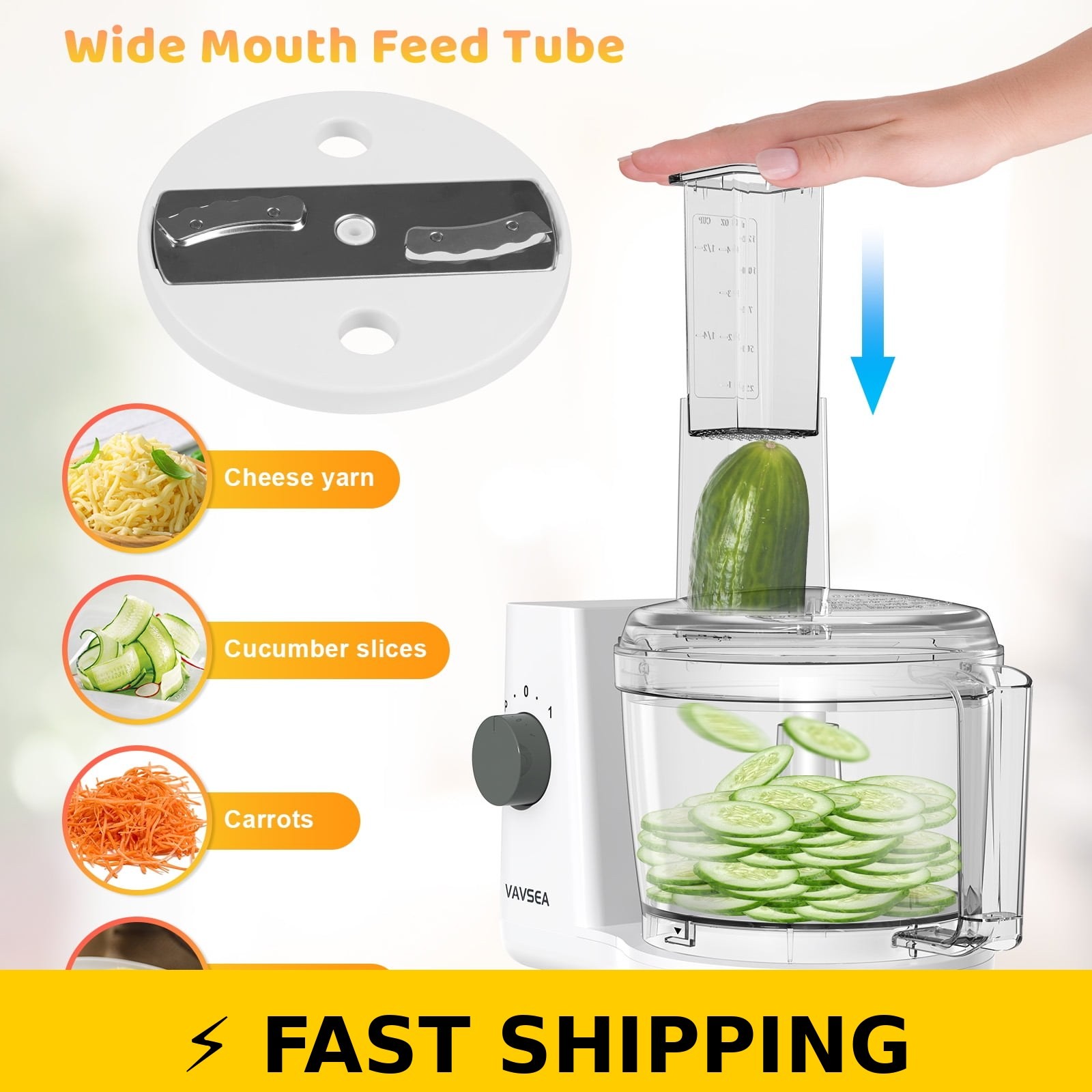 VAVSEA Food Processor Electric Chopper 6-Cup White