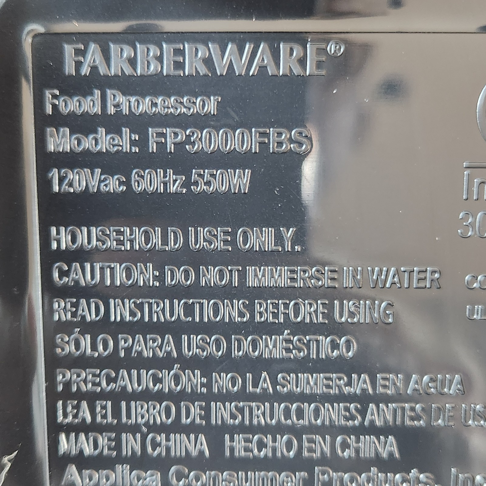 Farberware 12-Cup Food Processor 550W FP3000 FBS 4-Cup Nested Bowl Set
