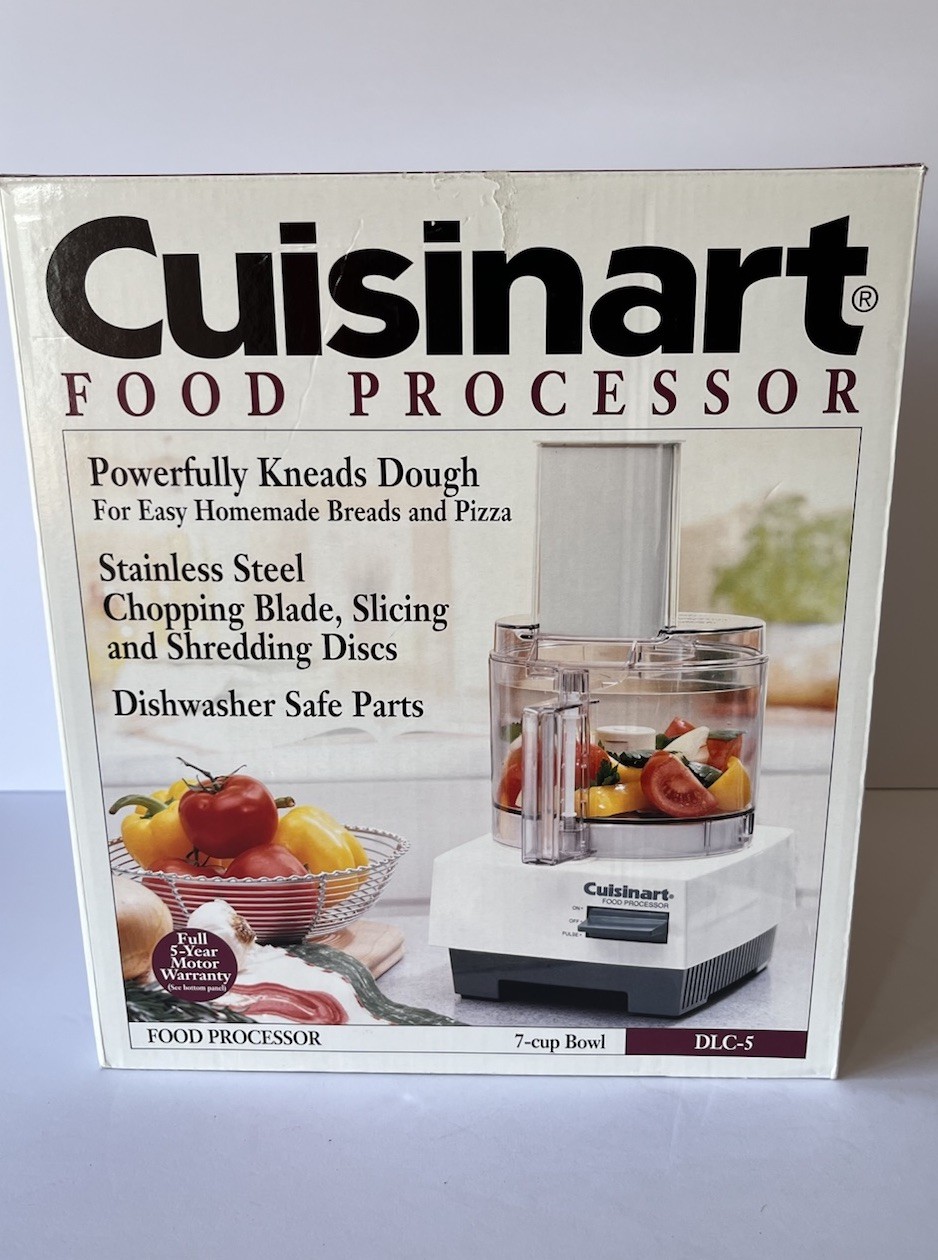 Vintage Cuisinart DLC-5 Food Processor Bowl Lid Pusher Slicing Chopping 7 Cup