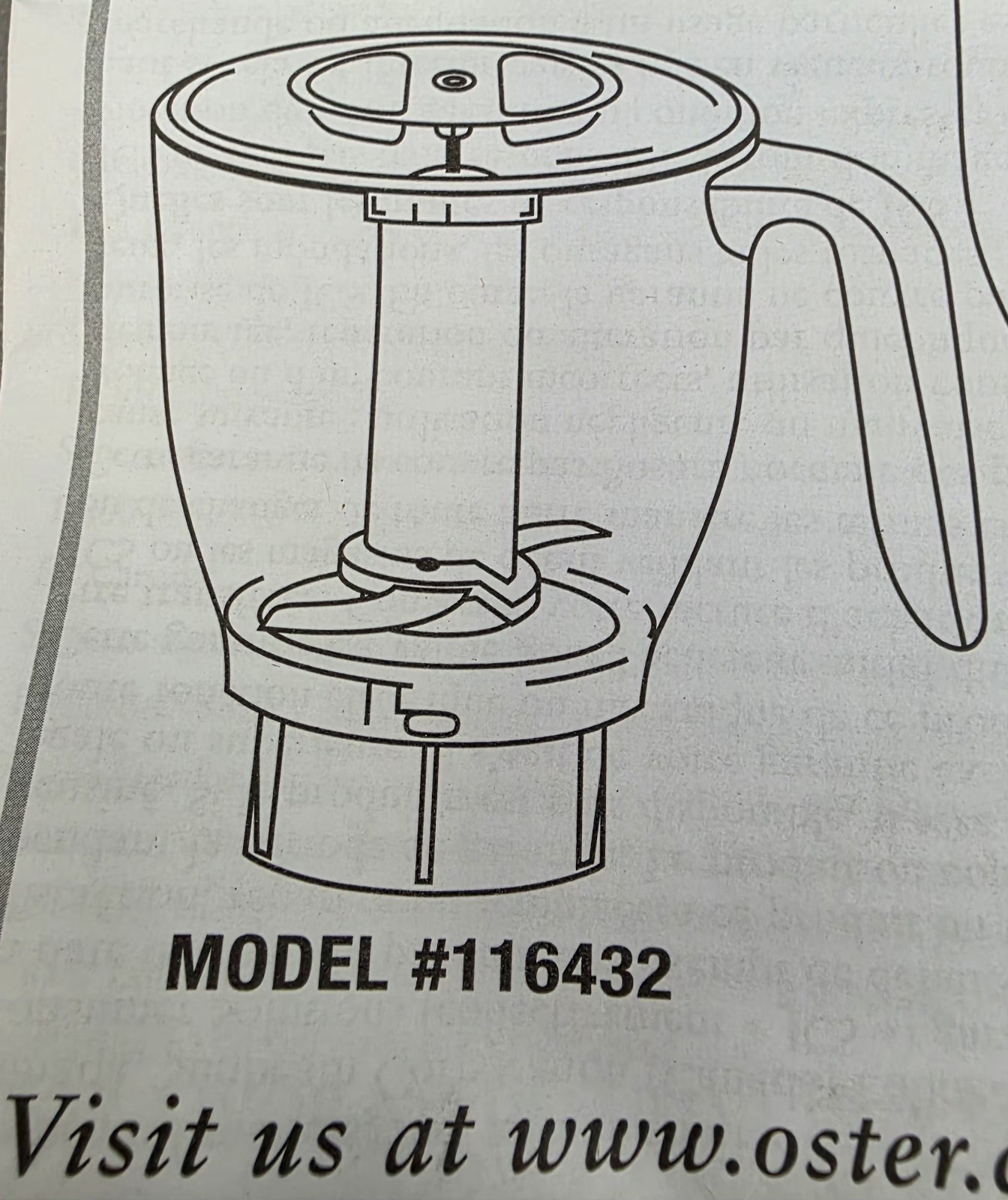 Oster Food Processor Replacement Assembly 116432- 100-090 Bowl, Blade & Lid