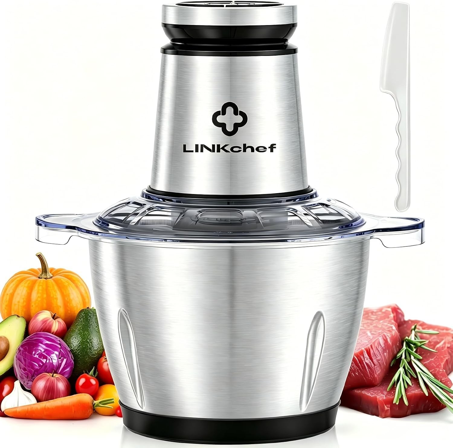 Powerful 600W Food Processor with 10 Cup Stainless Steel Bowl & 2-Speed Control