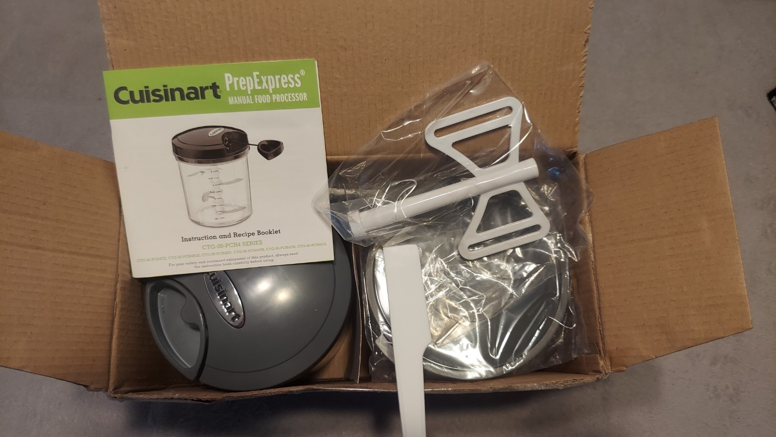 New Cuisinart Prep Express Manual Food Processor CTG-00-PCH4CG 4-C Grey Set NIOB