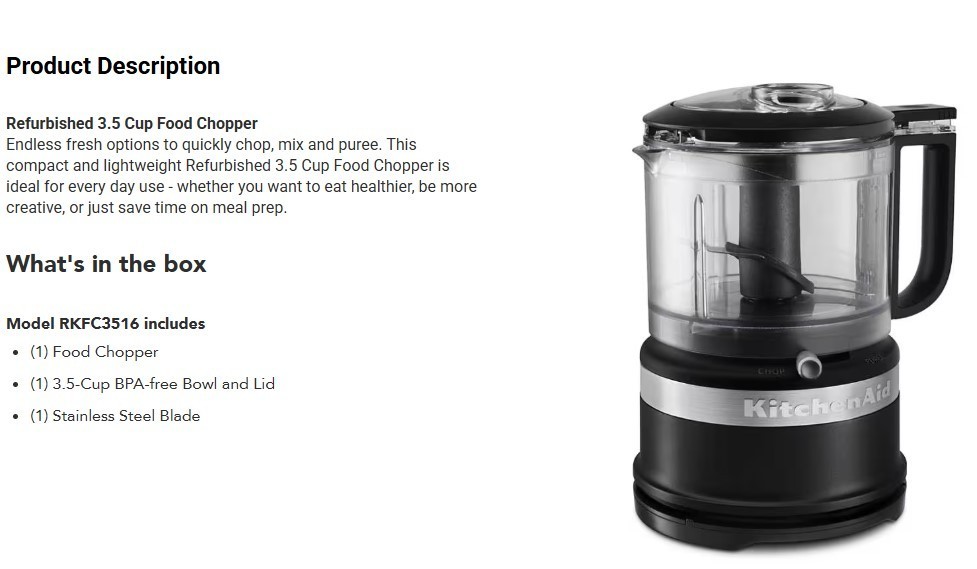 KitchenAid 3.5-Cup Food Chopper – Black Matte
