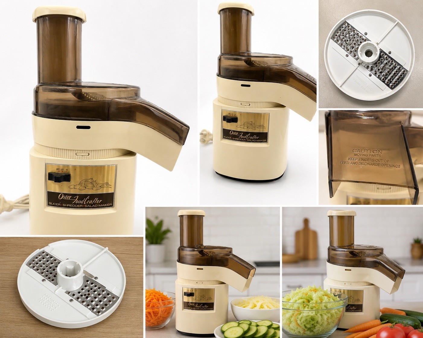 Vintage Oster FoodCrafter Slicer Shredder Salad Maker Yellow Harvest Gold 1970s