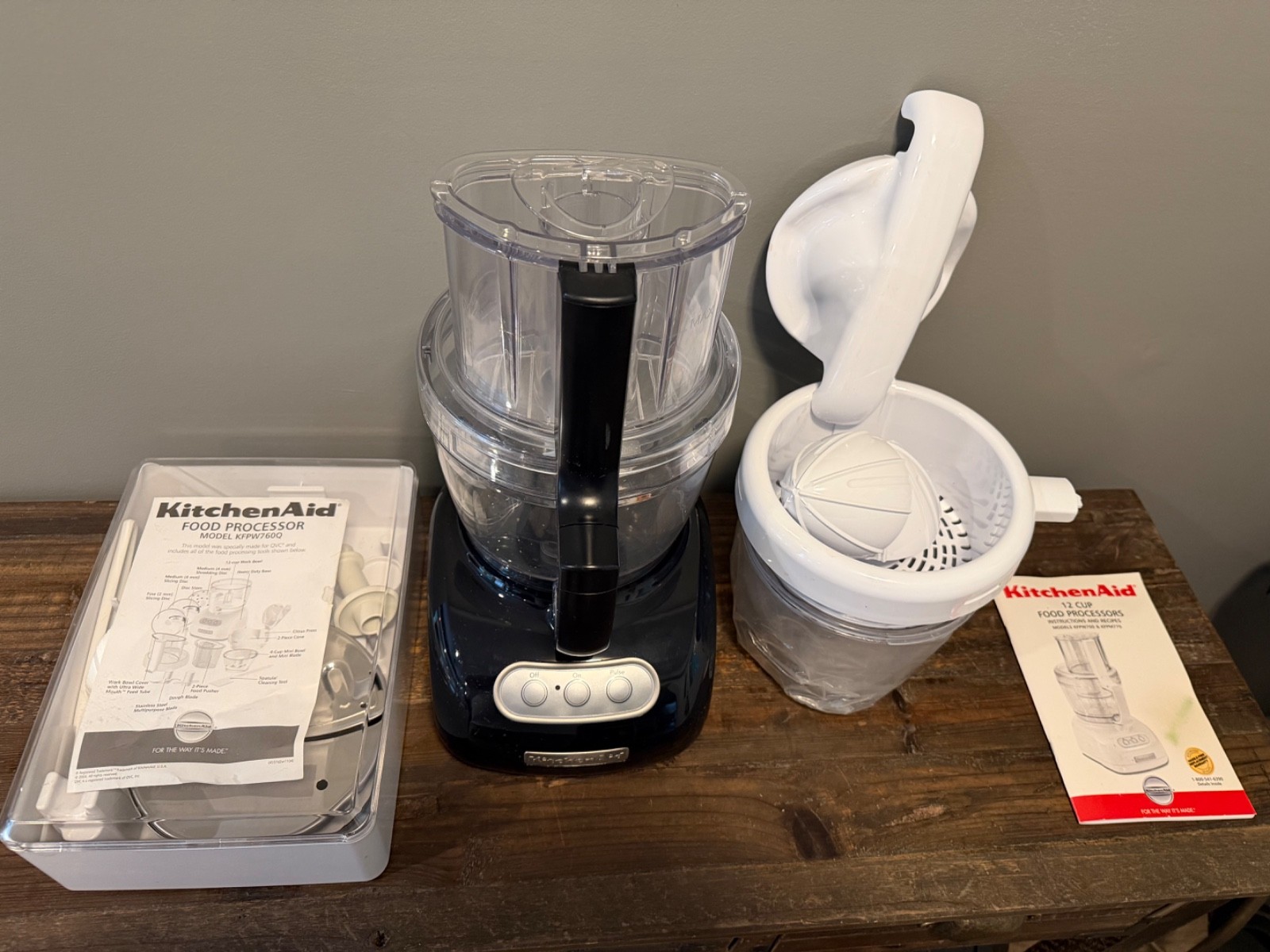 KITCHENAID Food processor KFPW760Q Black EUC used once w juicer attachments