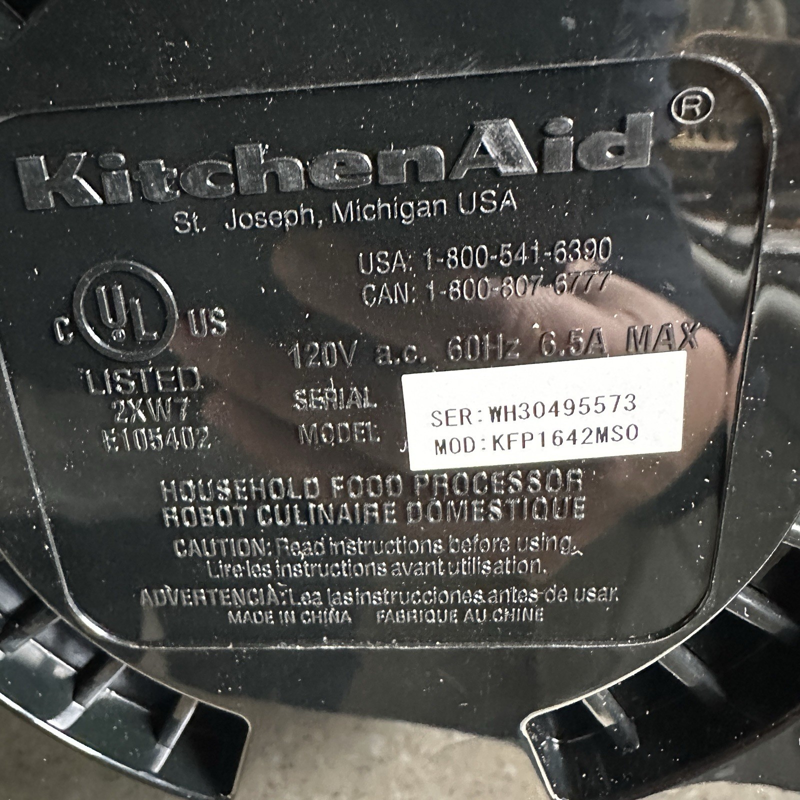 Kitchenaid Pro Line Series Food Processor Model KFP1642MS0 Gray Silver