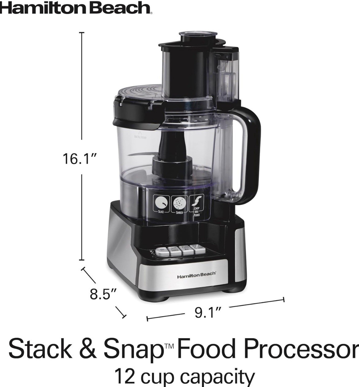 Hamilton Beach 70725A 12 cup Full-Size Food Processor – Black/Silver