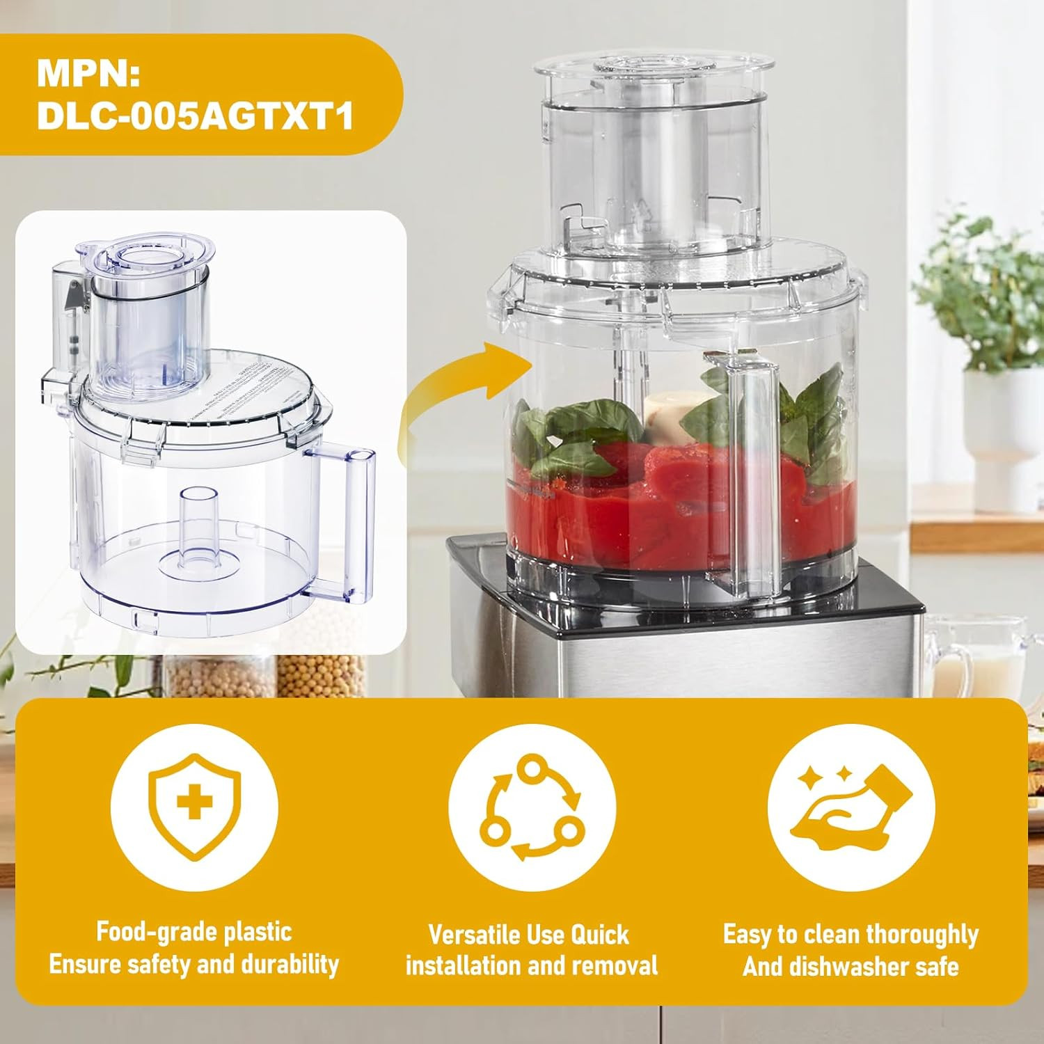DLC-005AGTXT1 Food Processor Work Bowl for Cuisinart DFP-14 Models