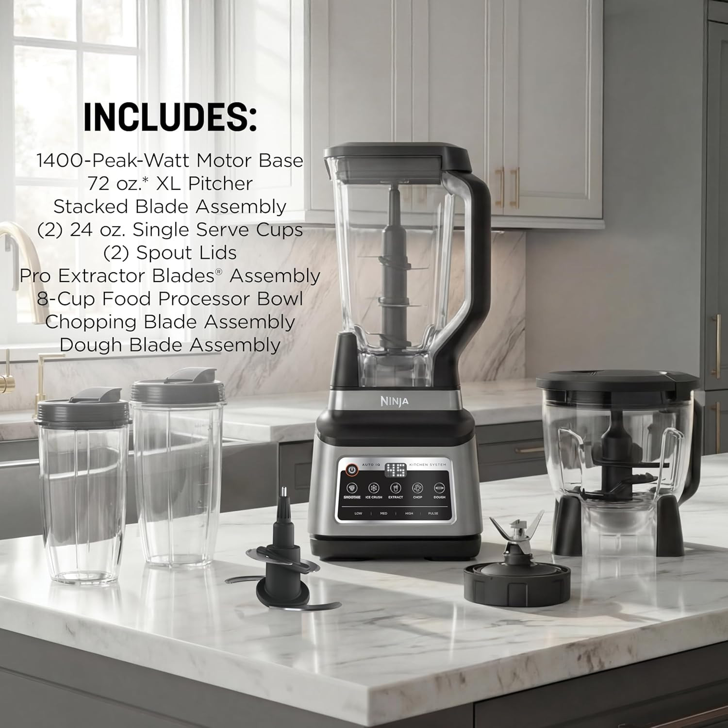 Ninja BN801 Professional plus Kitchen System, 1400 WP, 5 Functions for Smoothies