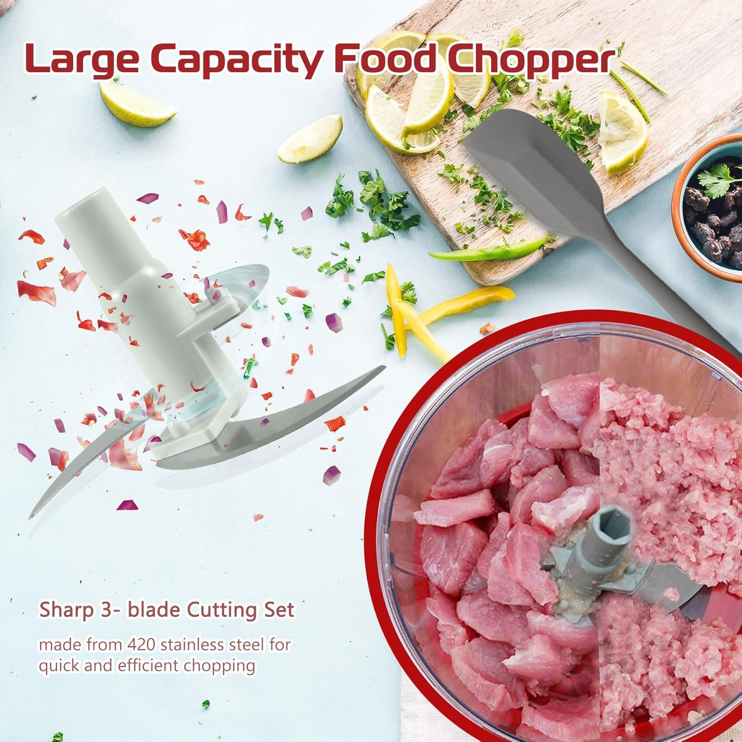 Manual Food Processor,Hand Powered Crank Food Processor Chopper,Food Vegetabl…