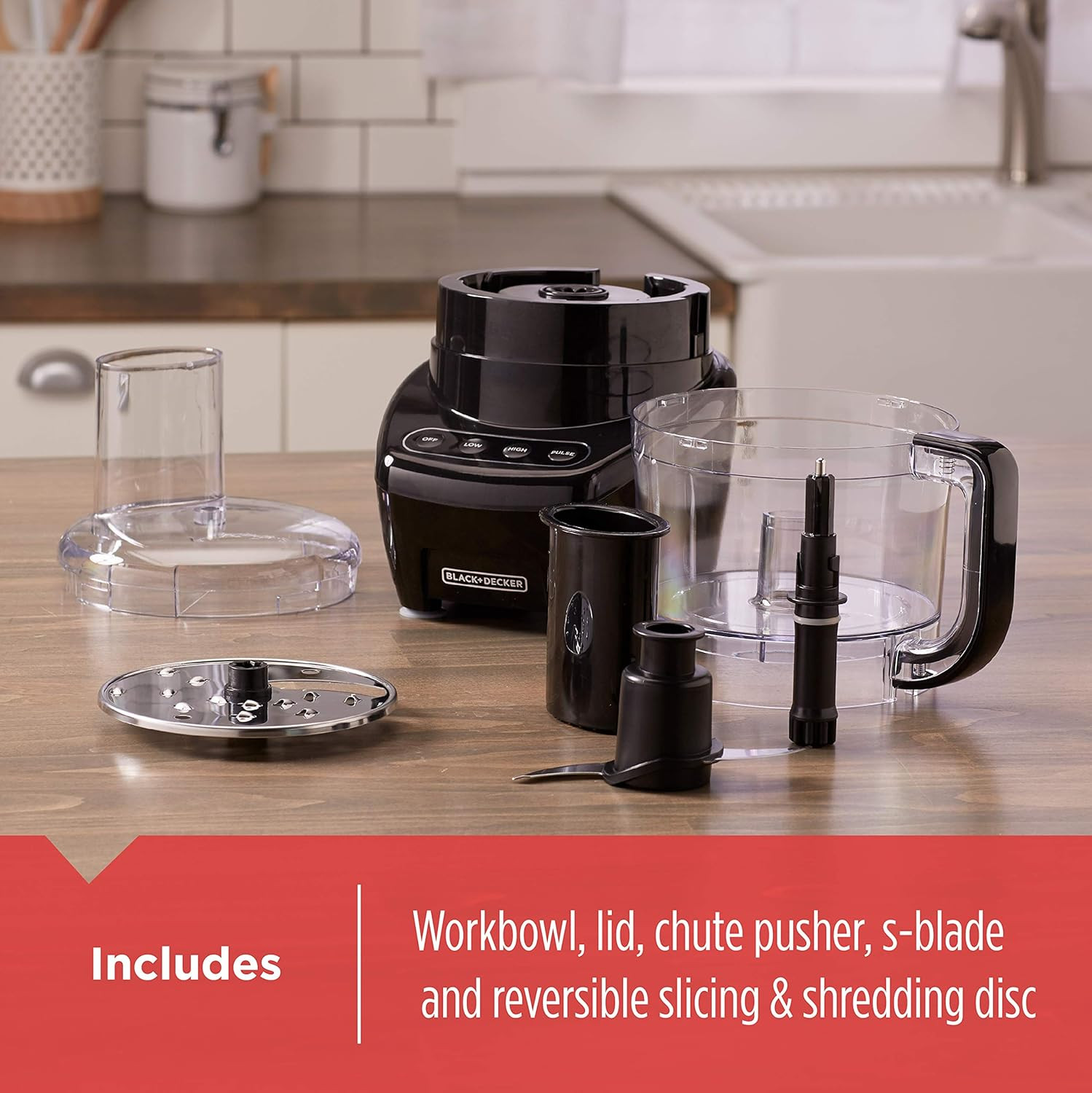 BLACK+DECKER 3-In-1 Easy Assembly 8-Cup Food Processor, Stainless Steel S-Blade,