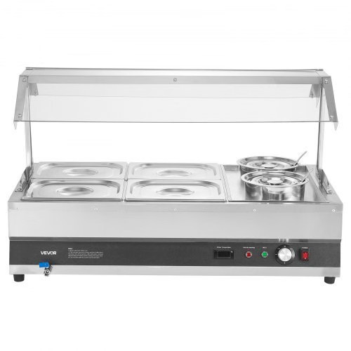 Electric Soup Warmer, Two 6.34QT Pots & Four 1/2 Pans, Stainless Steel Commerci