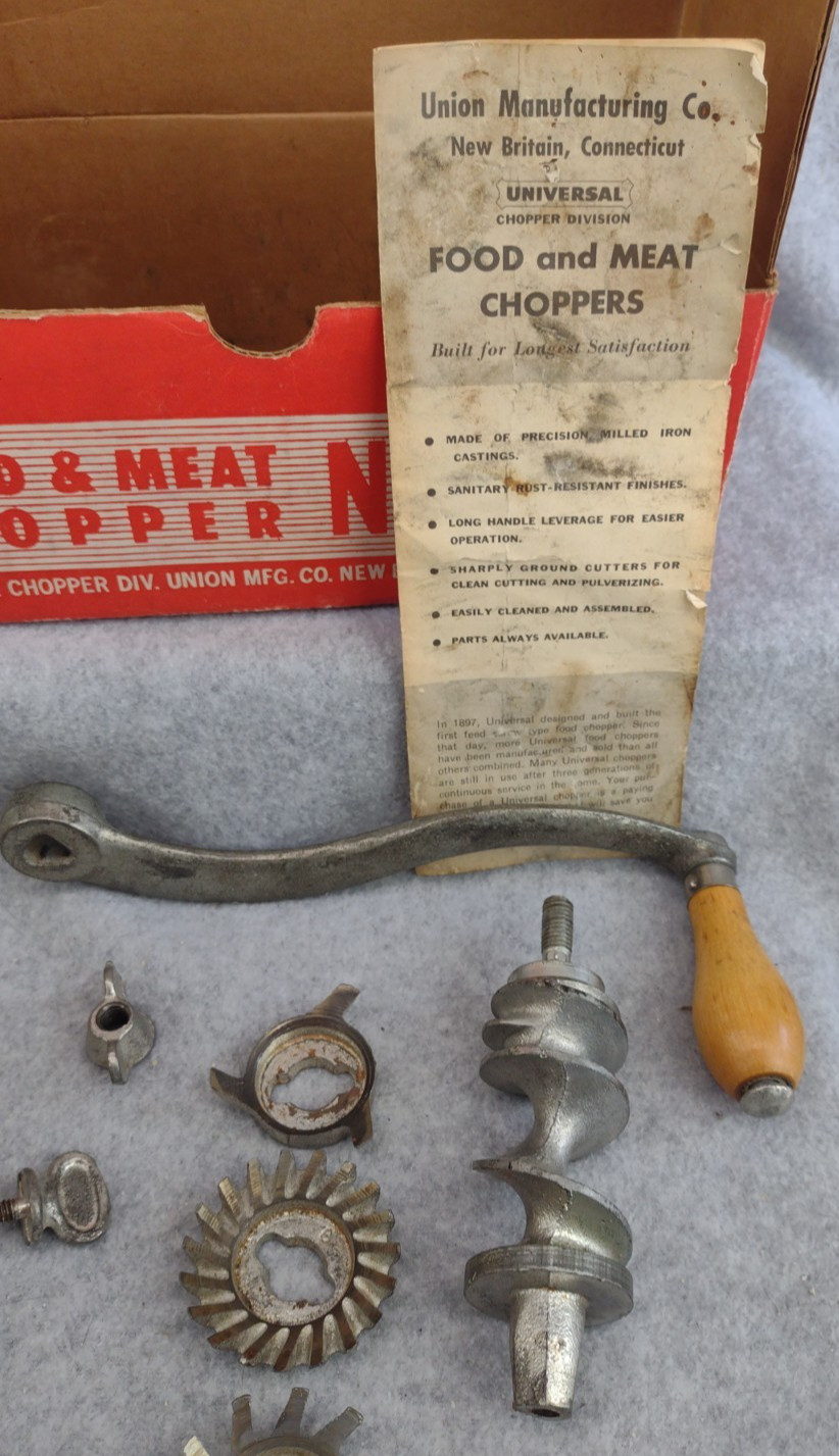 Vintage Universal Food & Meat Chopper Grinder No `1 Complete W/ Original Box