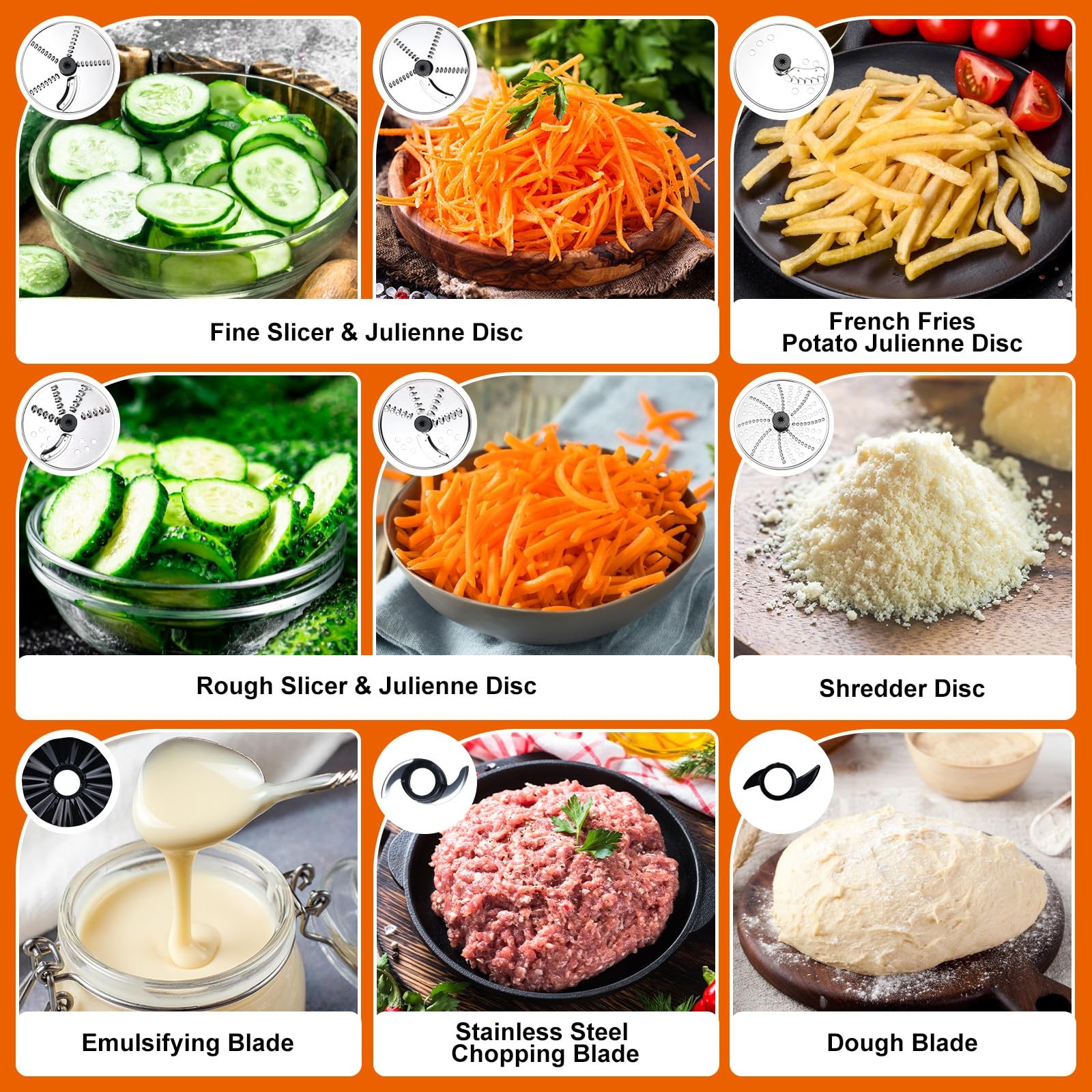 16 Cups Food Processor, Large Food Chopper with French Fry Cutter, 9 Function…