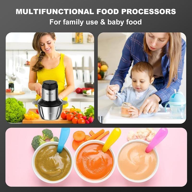 Electric Food Processor Meat Grinder Mini Chopper 2 Bowls 4 Blades 350W 8 Cups