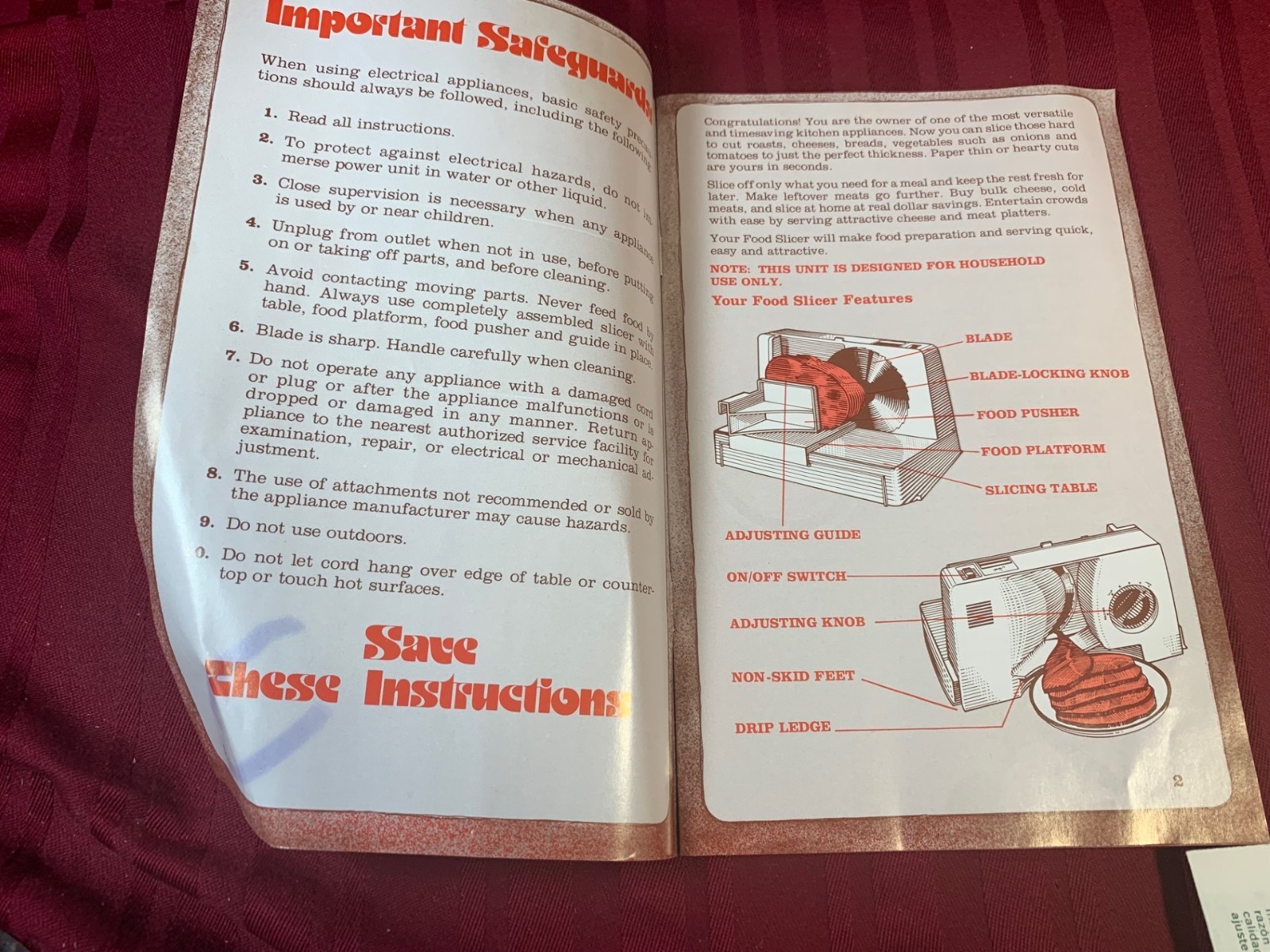 VINTAGE OSTER MEAT FOOD SLICER MANUAL GUIDE INSTRUCTION HANDBOOK IDEAS RECIPES