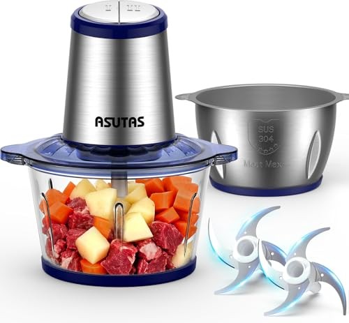 ASUTAS Food Processor 2L Large Capacity (2 Bowls) 5-in-1 Function: Chop Blend