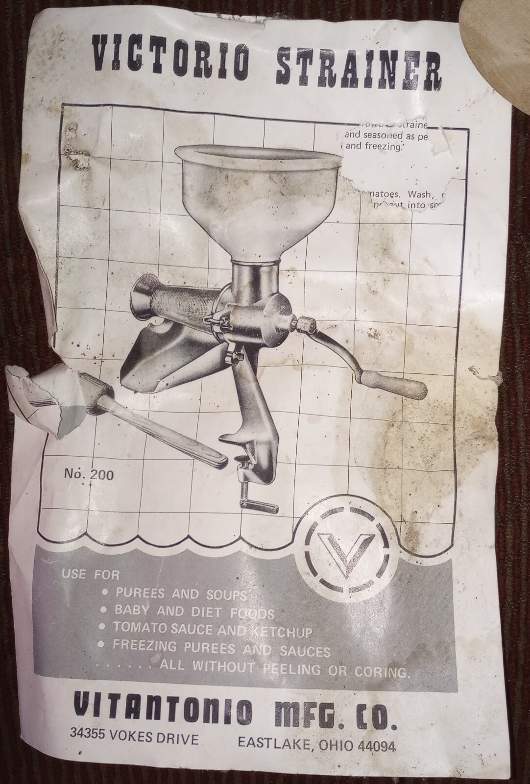 Counter Top Hand Crank Vegetable Processor NOS