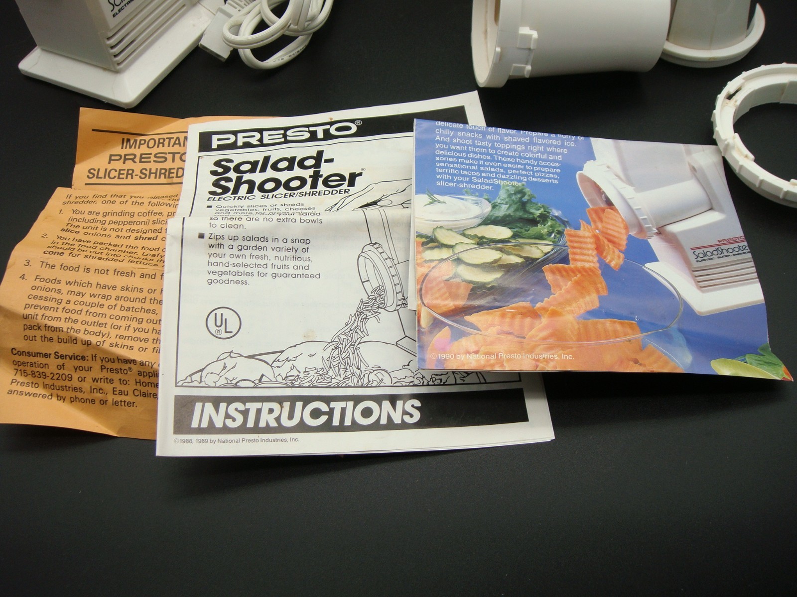 Presto Salad Shooter Electric Slicer Shredder w/ Attachments Box Manual Tested