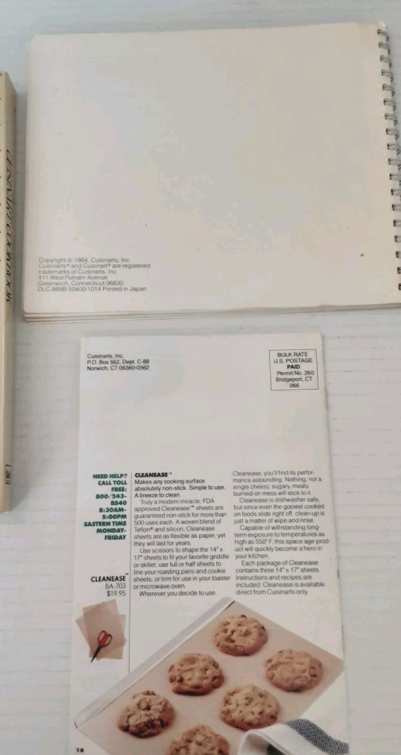 Cuisinart DLC-8 Plus Food Processor Manual Instructions Recipe Book Booklet Only