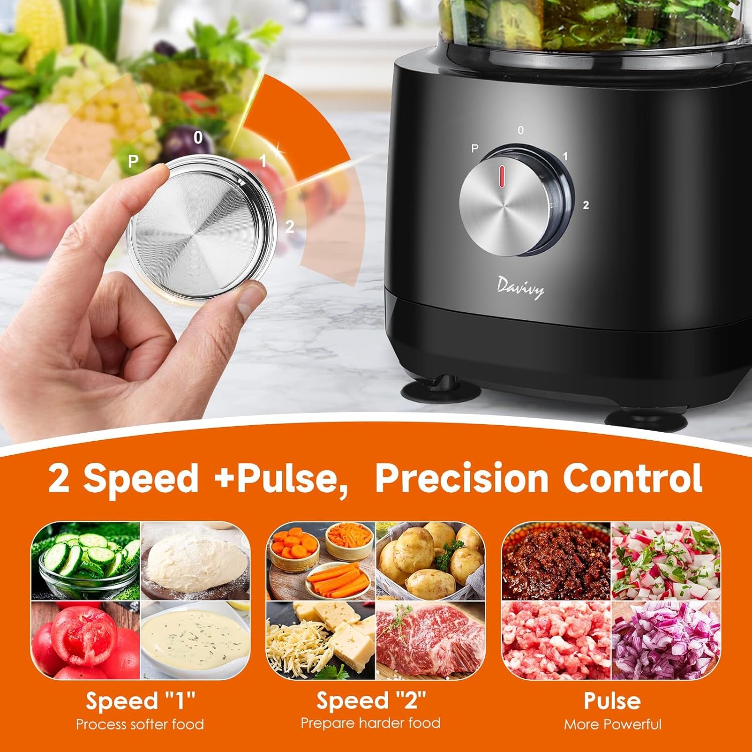 7-Cup Food Processor 9-Blade Storage Drawer Home