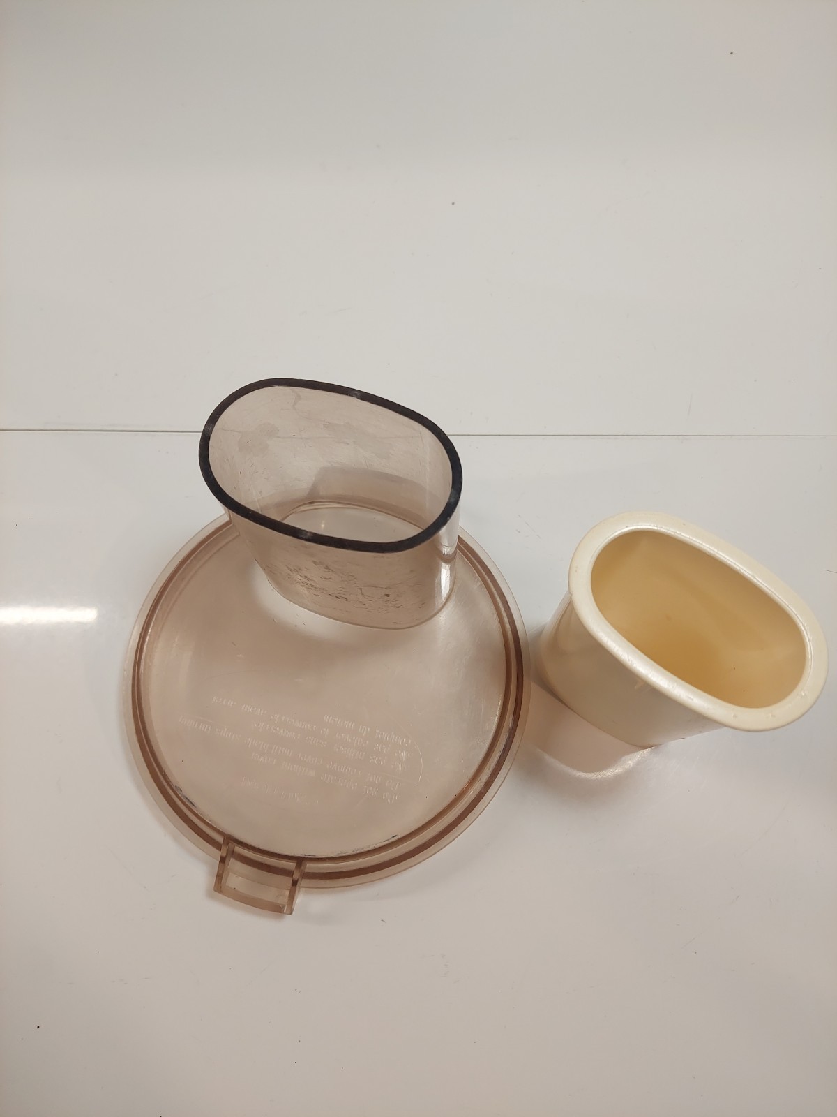 Robot Coupe Food Processor RC-2B Work Bowl Lid Amber Genuine France With Pusher