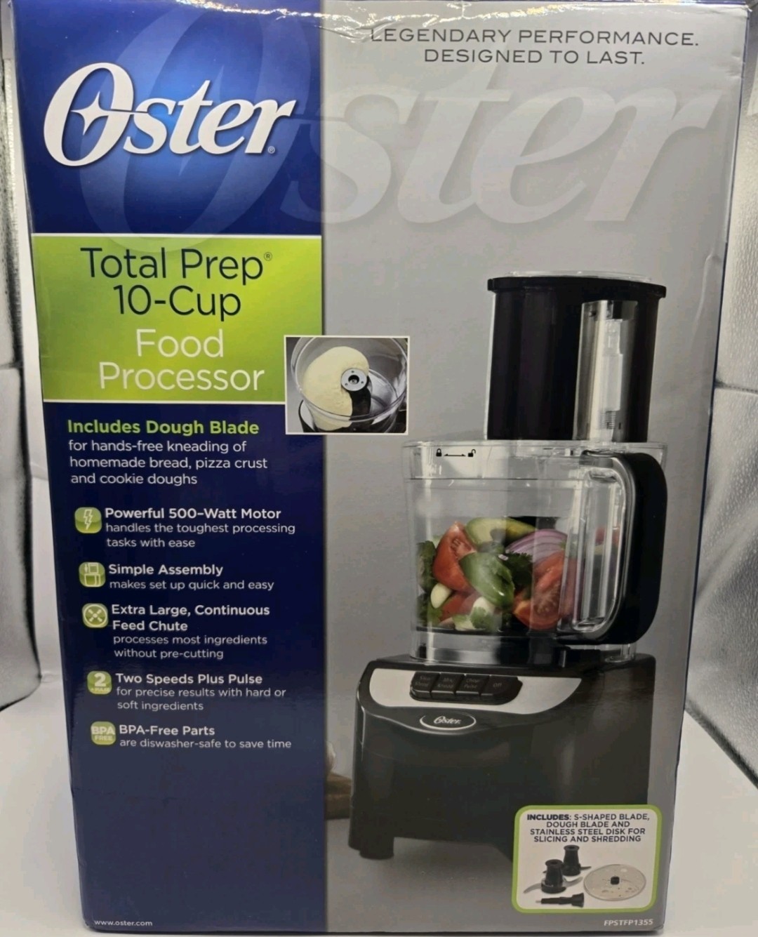 Oster FPSTFP1355 2-Speed 10-Cup Food Processor, 500-watt, Black
