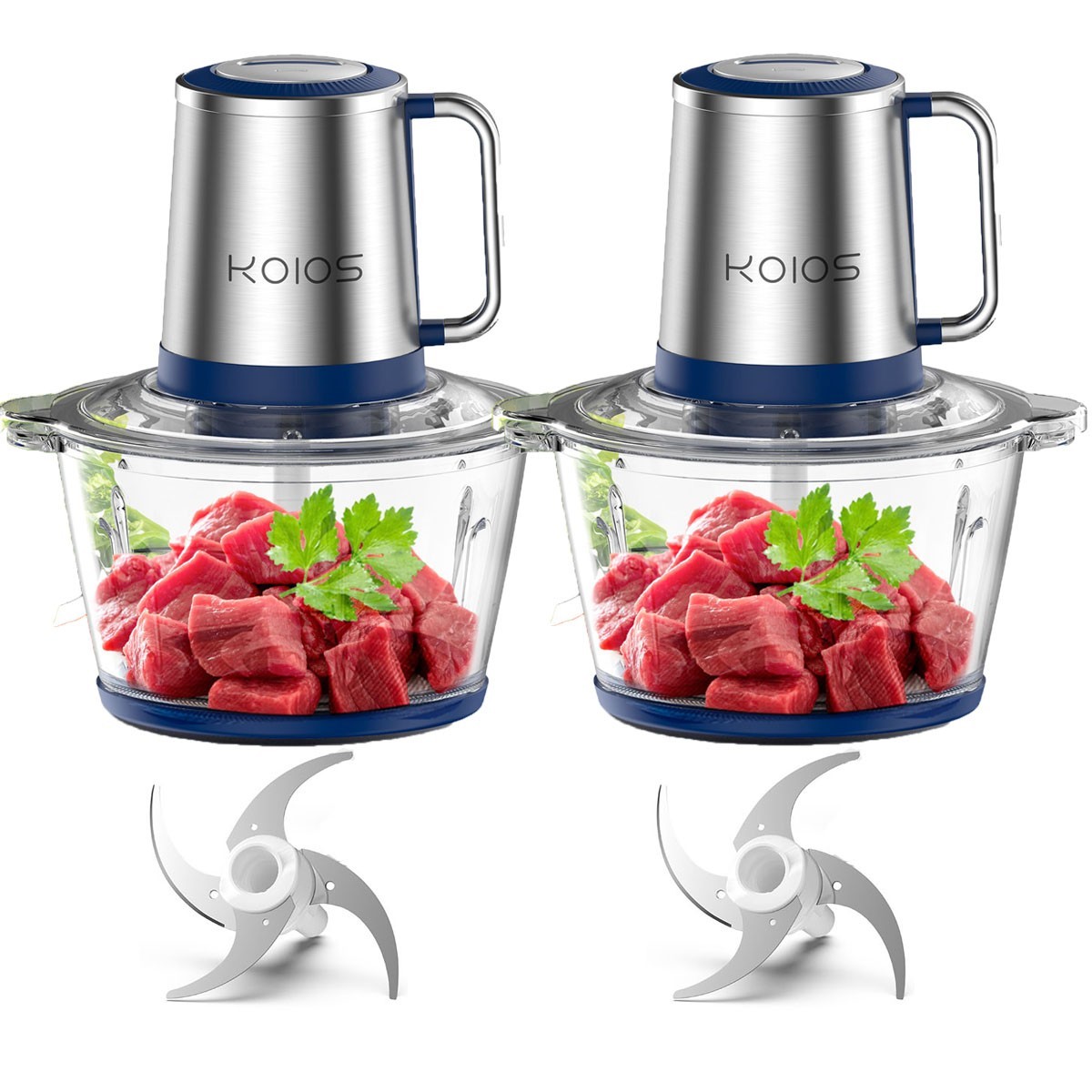 2Pcs KOIOS Electric Food Processors Meat Grinder Veg Chopper Home Use Kitchen US