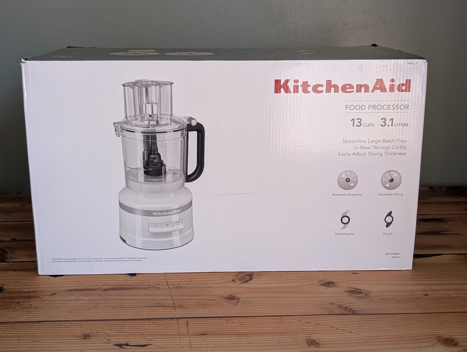 KitchenAid KFP1318WH 13 cup Food Processor w/ (2) Speeds – White, 120v