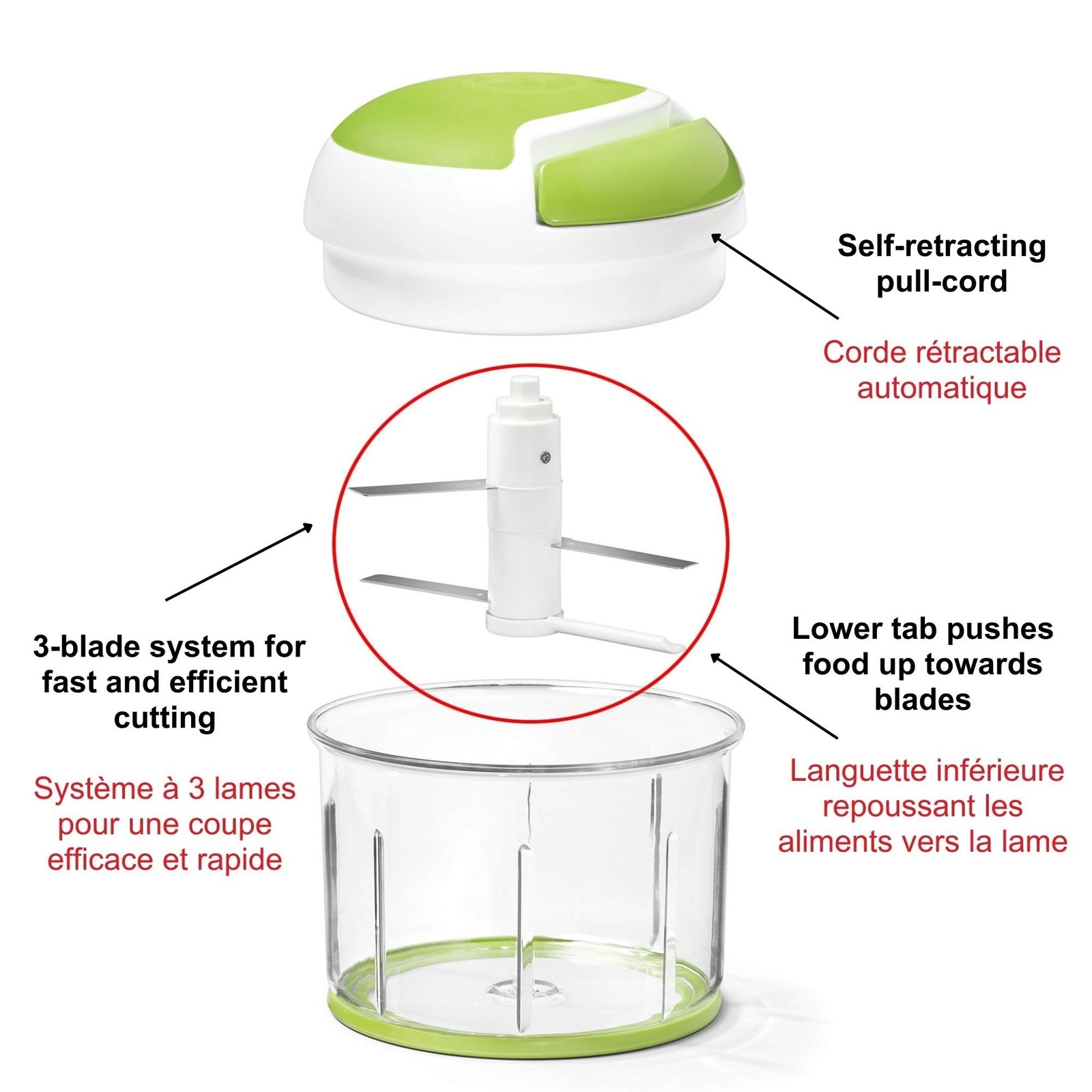 Pull Chopper – Multi Purpose Manual Food Processor – Three Blade System for a…