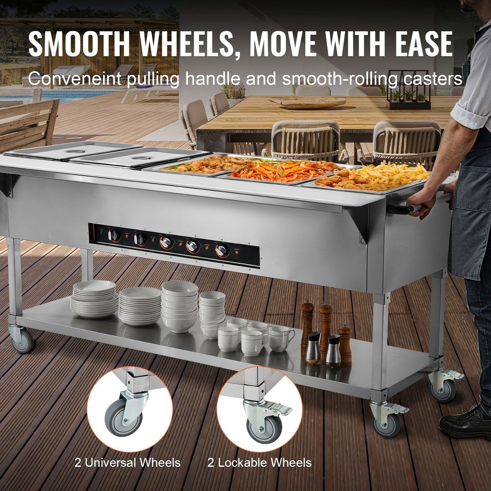 Commercial 5-Pan 20.6QT Food Warmer 3750W