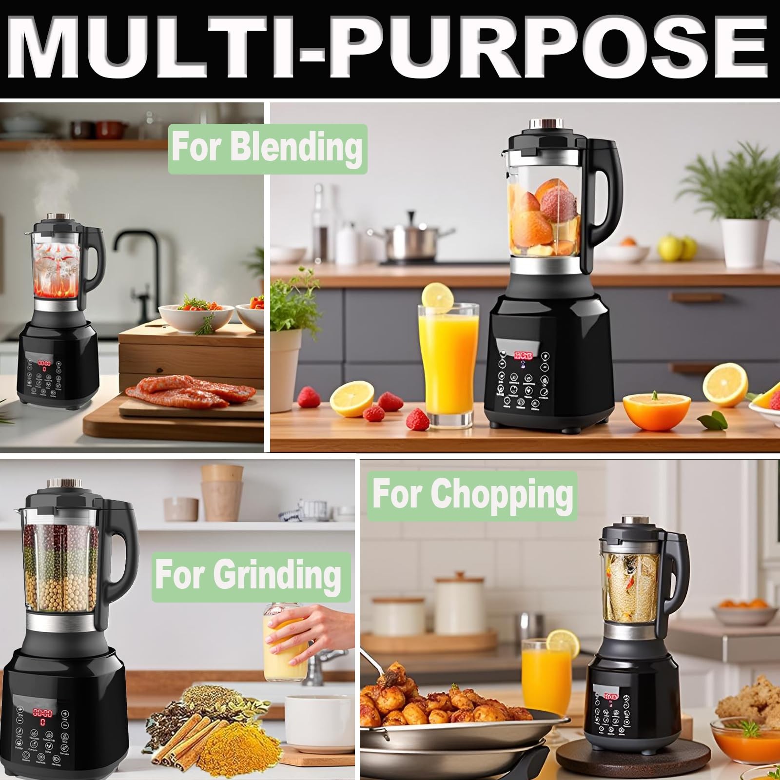 Food Processor Blender Combo, 60oz 1200W All-in-One Kitchen Machine