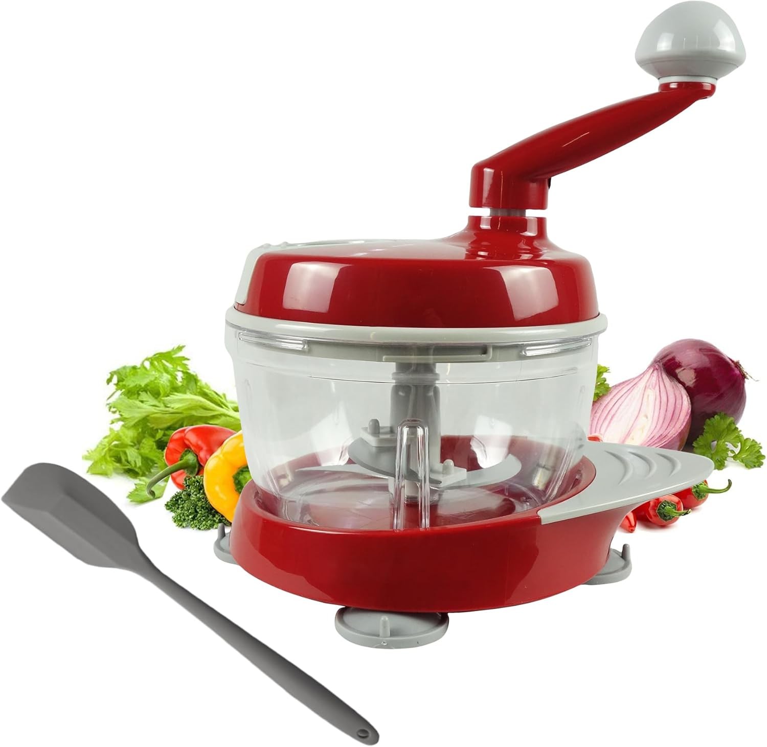Manual Food Processor,Hand Powered Crank Food Processor Chopper,Food Vegetabl…