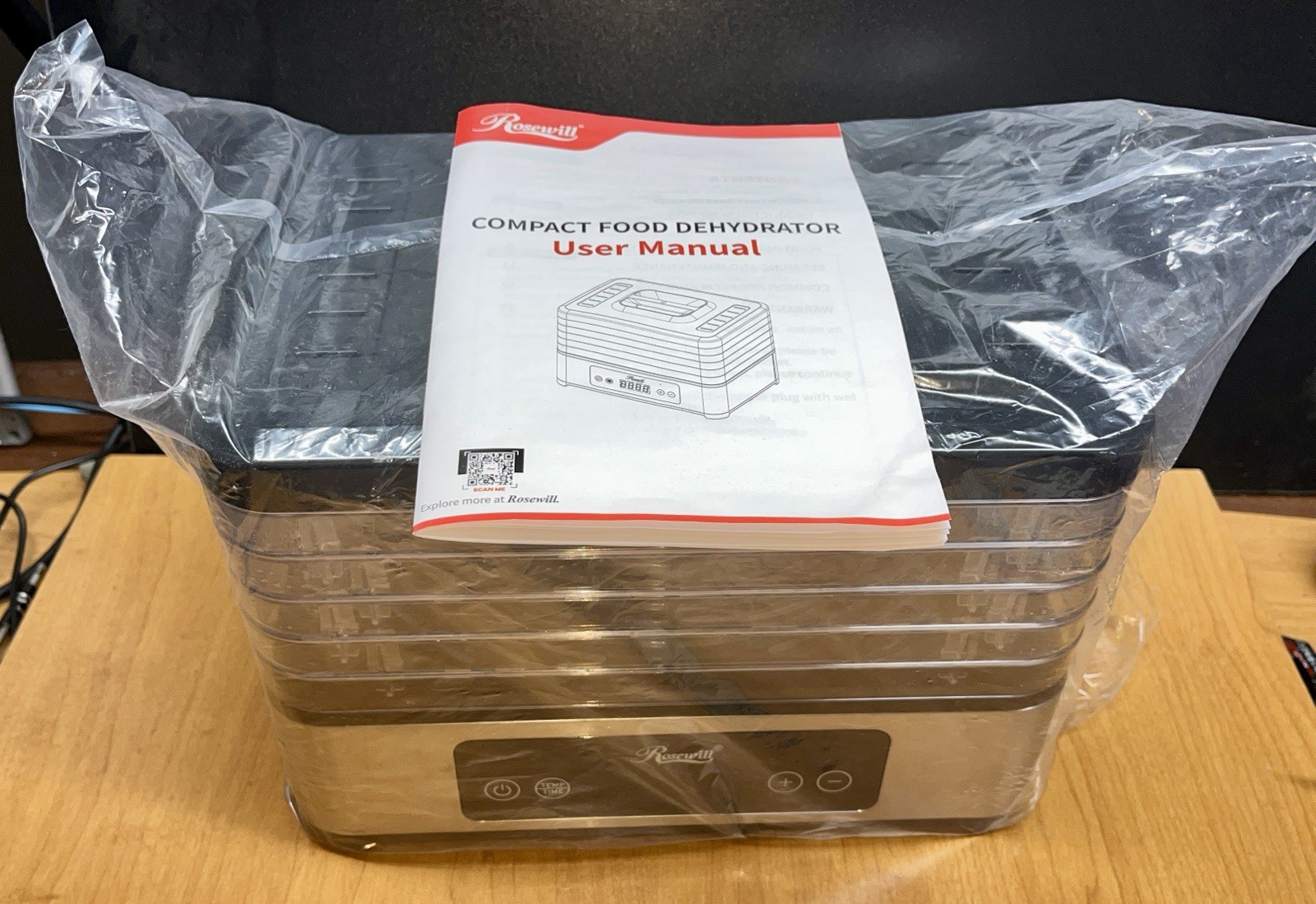 Rosewill Compact Food Dehydrator, 5 Stackable Trays with Adjustable 48H Timer an