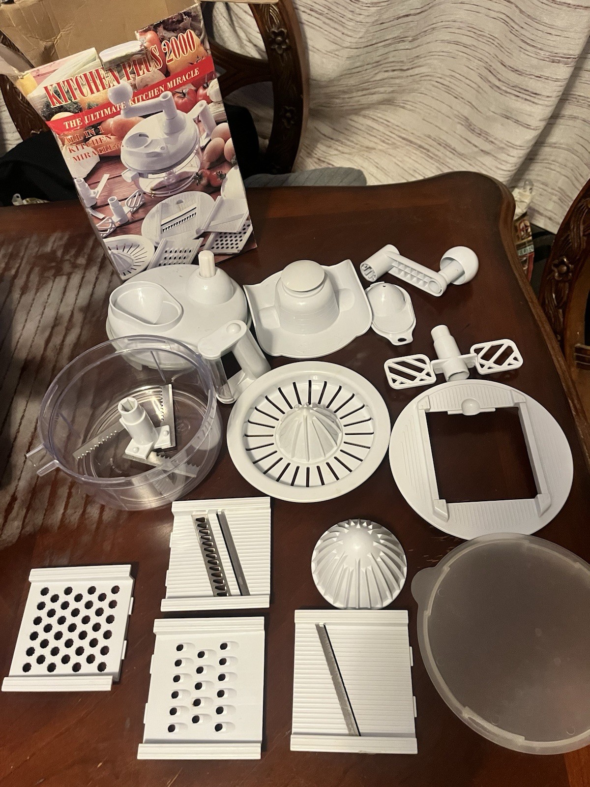 Kitchen Plus 2000 Hand Operated Food Processor White Combo 15 Piece Open Box