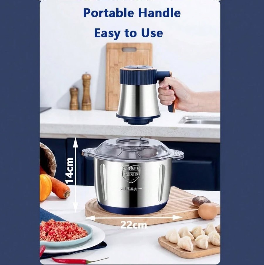 5L Electric Food Processor 500W 5 Speed Stainless Steel Meat Grinder Chopper