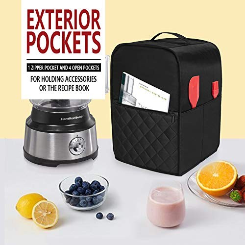Food Processor Cover Compatible with Cuisinart and Hamilton Beach 10-14 Black