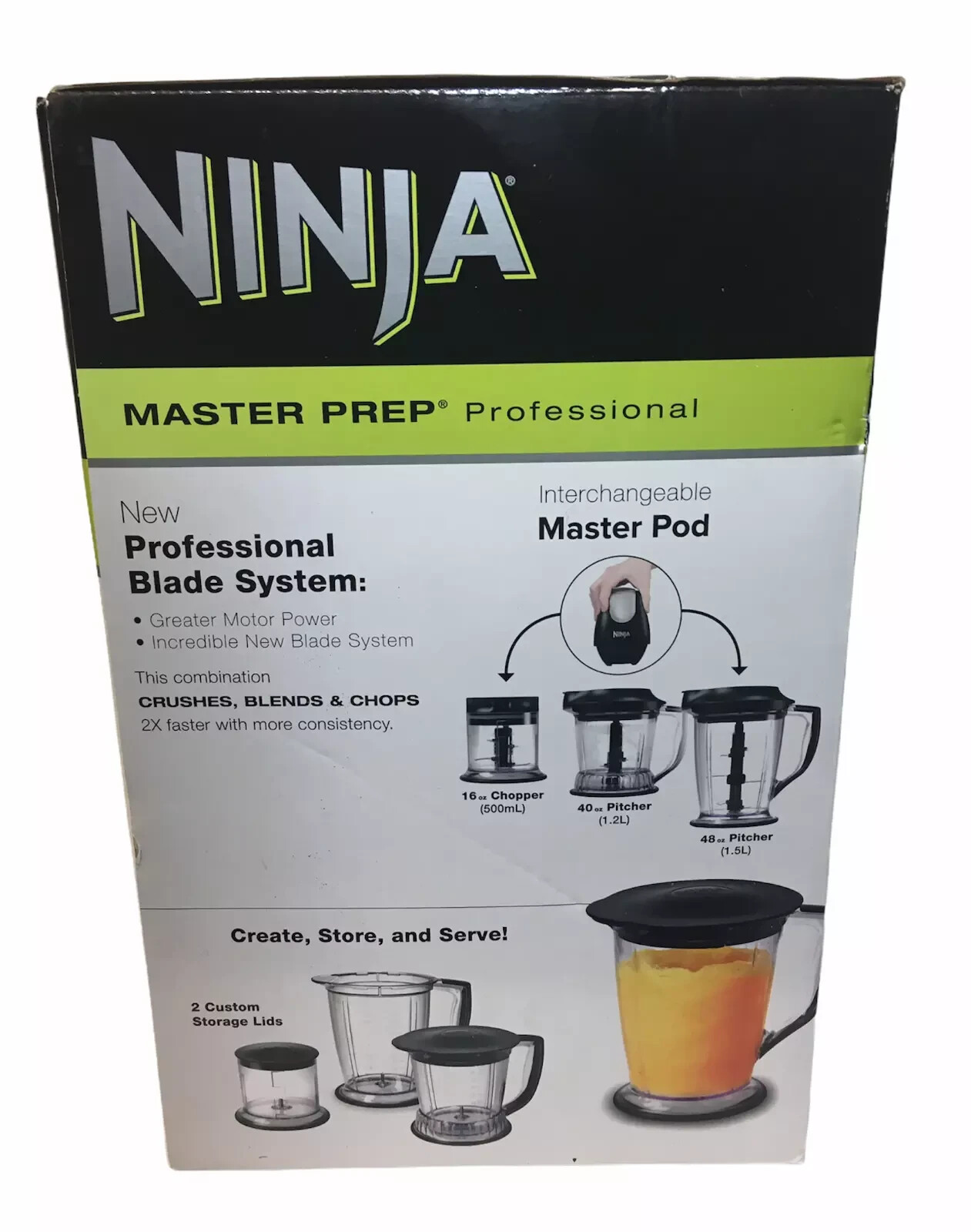 NEW Ninja Master Prep Professional Blender Food Processor w/ 16 Oz 40 Oz & 48 Oz