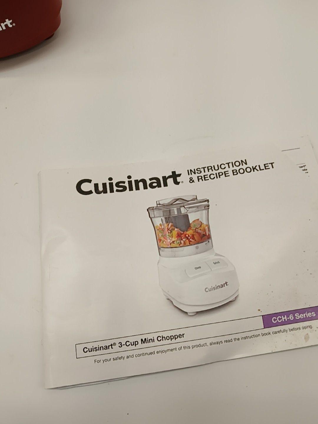Cuisinart Red 3-Cup Mini Food Processor CCH-6 Series Chopper 2 Speeds Electric