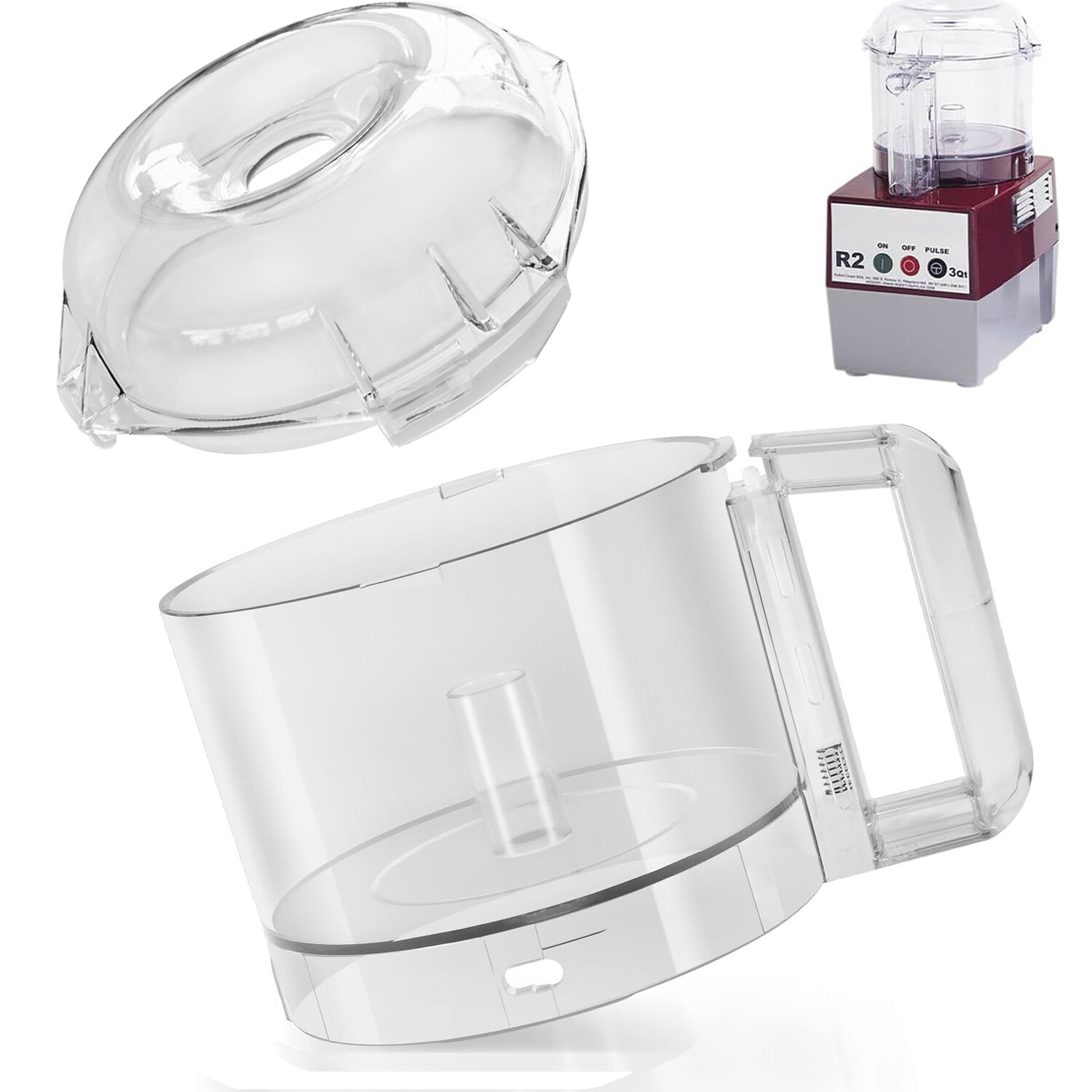 112203 Food Processor 3 Quart Cutter Bowl & 106458S Bowl Lid for Robot Coupe R2