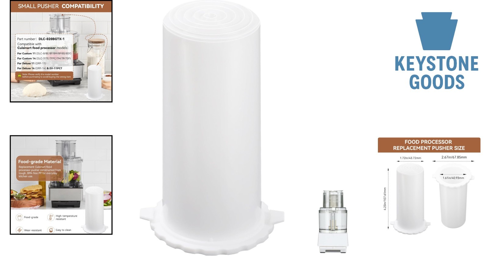 Replacement Small Pusher for Cuisinart Food Processors | Fits Multiple Models