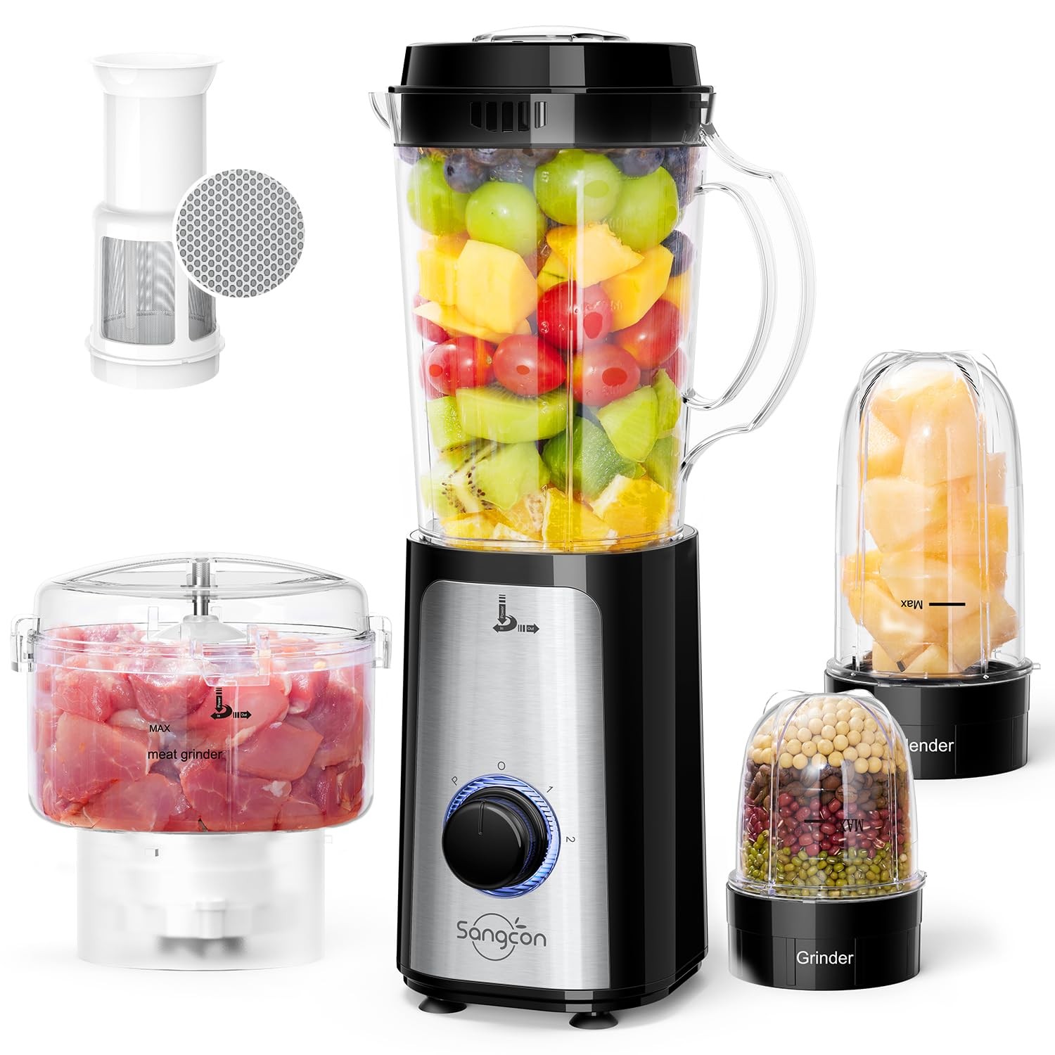 5 in 1 Blender and Food Processor Combo for Kitchen, Small Electric Food Chop…