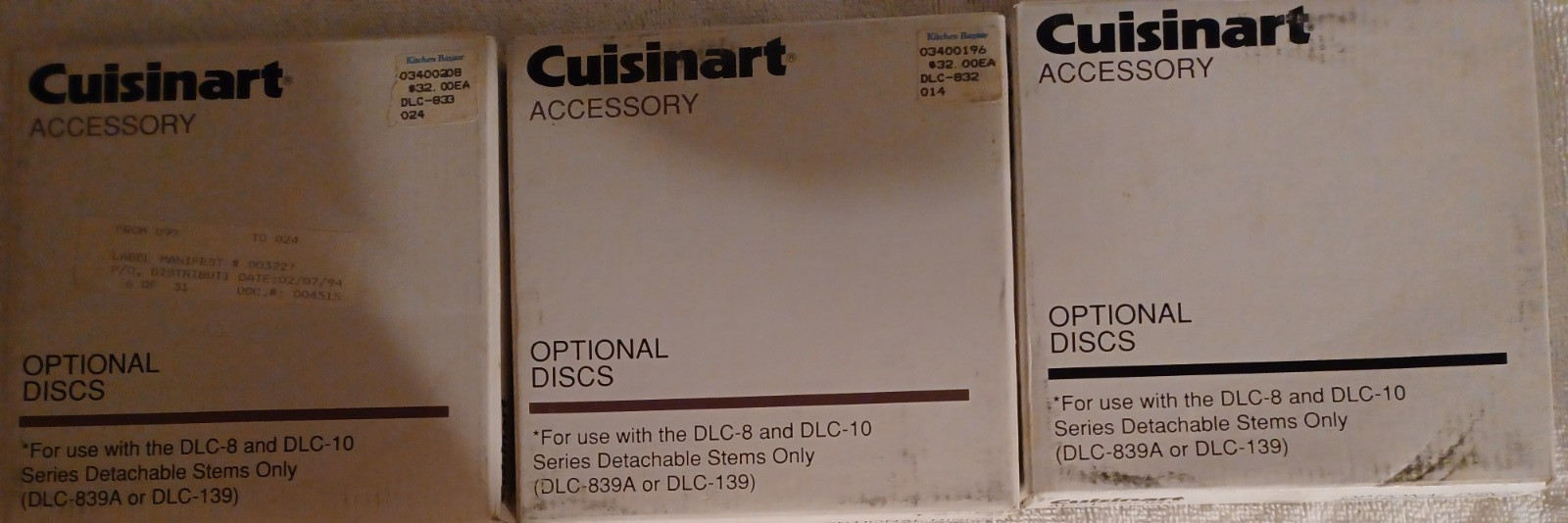 3 CUISINART DLC832, DLC833 & DLC834 Discs for DLC-8 & DLC-10 Series – See Desc.