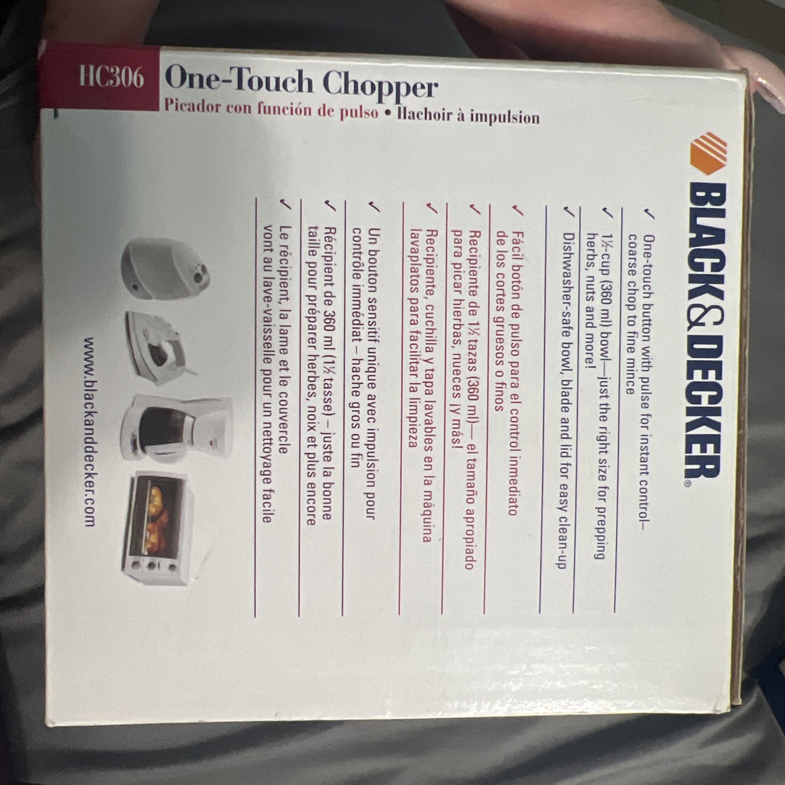 Black & Decker Home 1.5-Cup One Touch Electric Chopper White Model HC306
