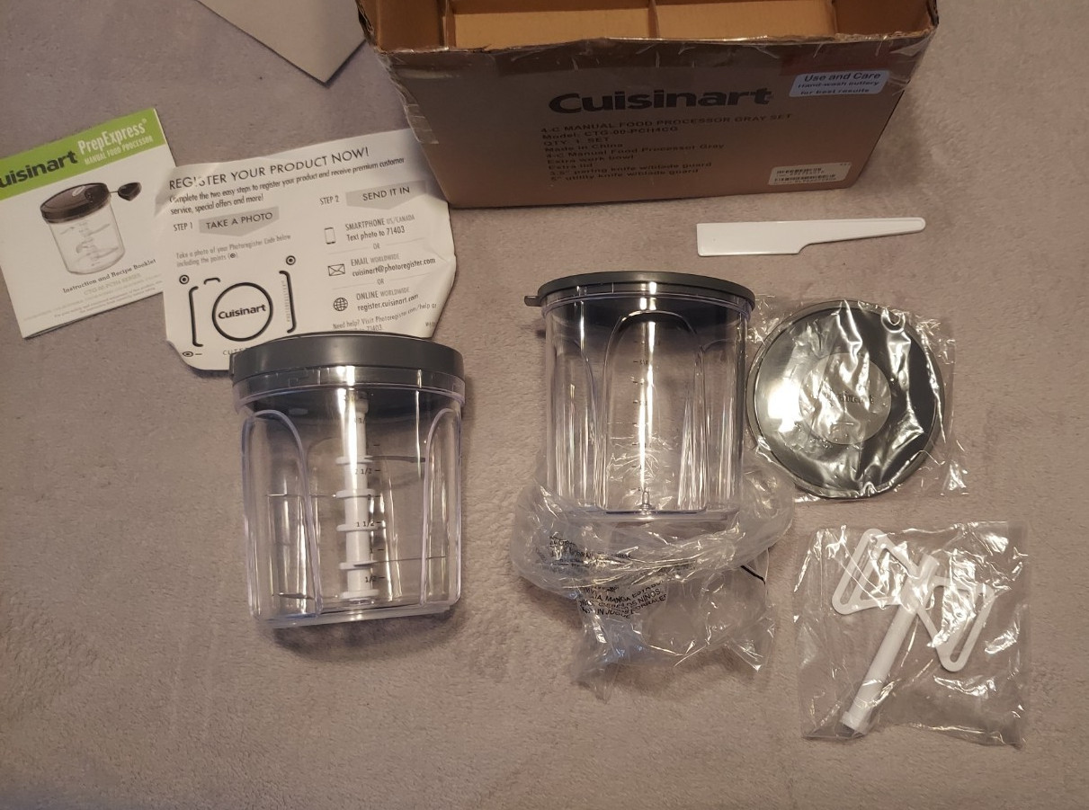 New Cuisinart Prep Express Manual Food Processor CTG-00-PCH4CG 4-C Grey Set NIOB
