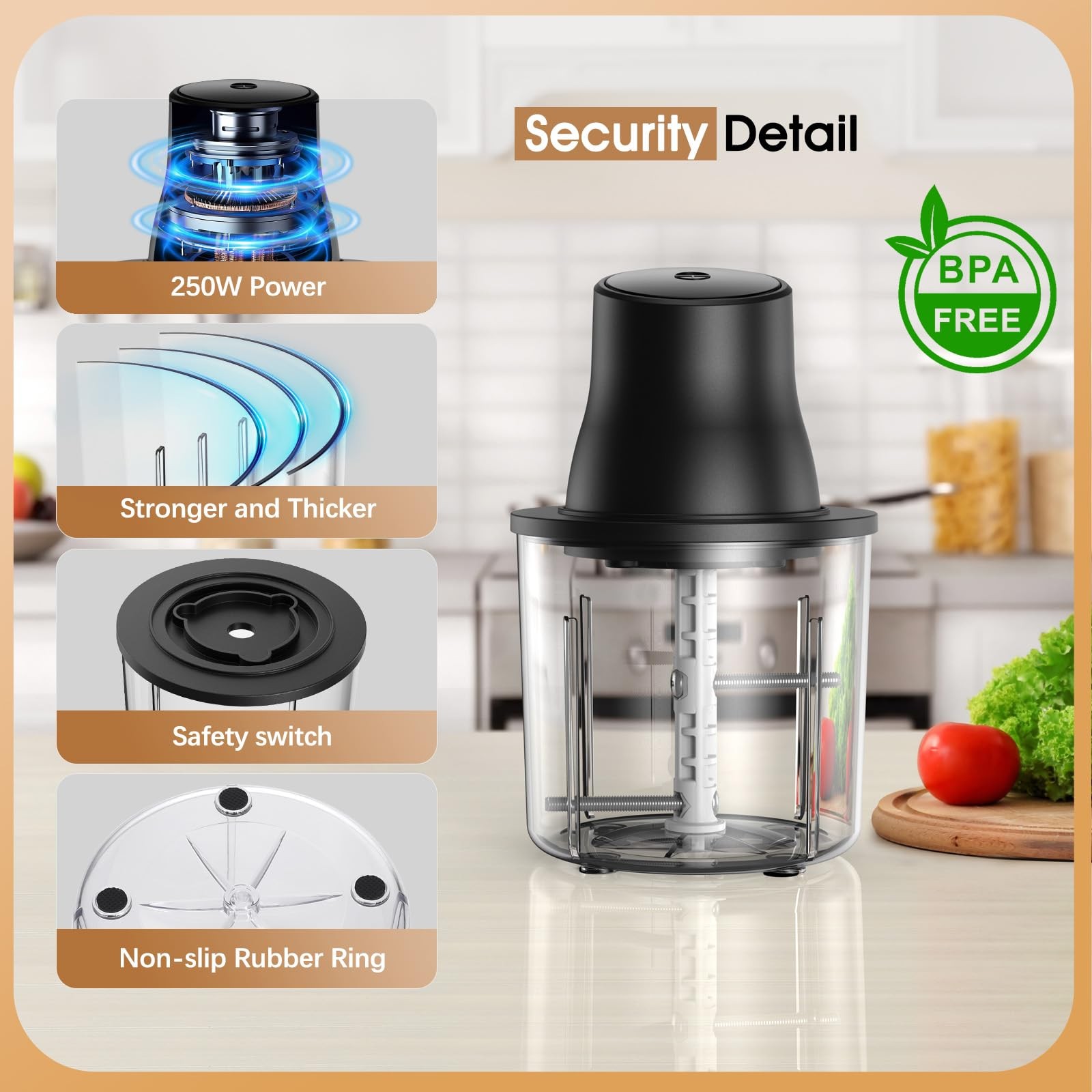 Food Processors, 2 IN 1 Electric Chicken Shredder &Food Chopper with 250W Cop…