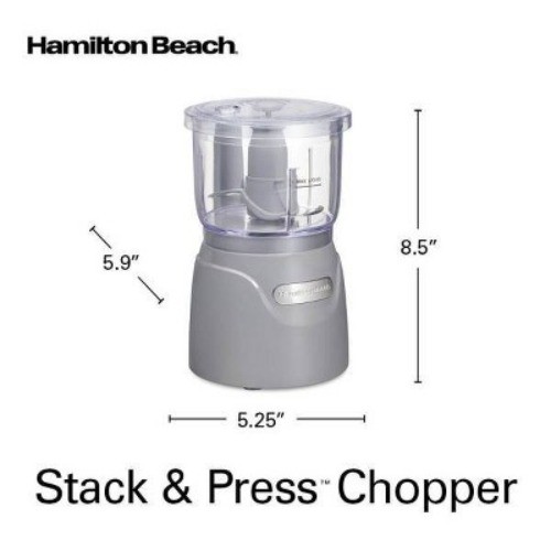 Hamilton Beach 3-Cup Stack & Press Food Chopper – Gray – 72740